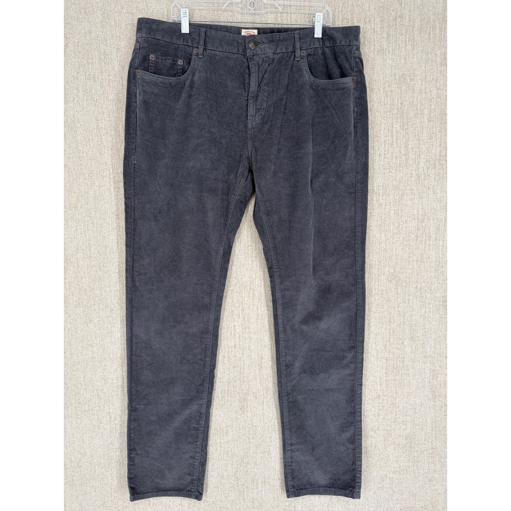 Faherty Pant Men 36x32 Gray Stretch Terry Corduroy 5 Pocket Slim Straight Preppy